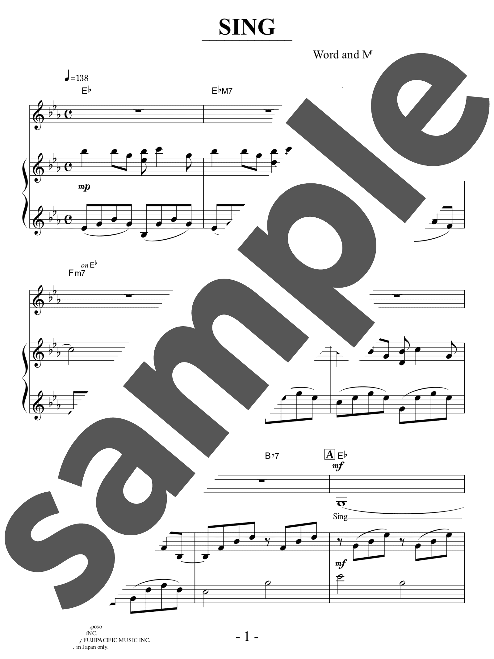 「Sing」のサンプル楽譜