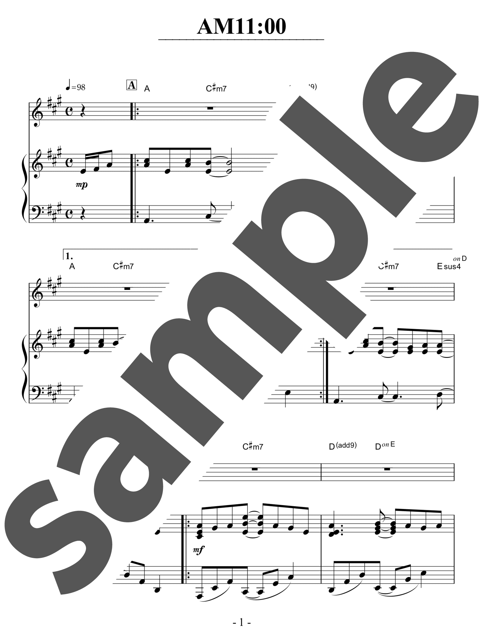 「AM11:00」のサンプル楽譜