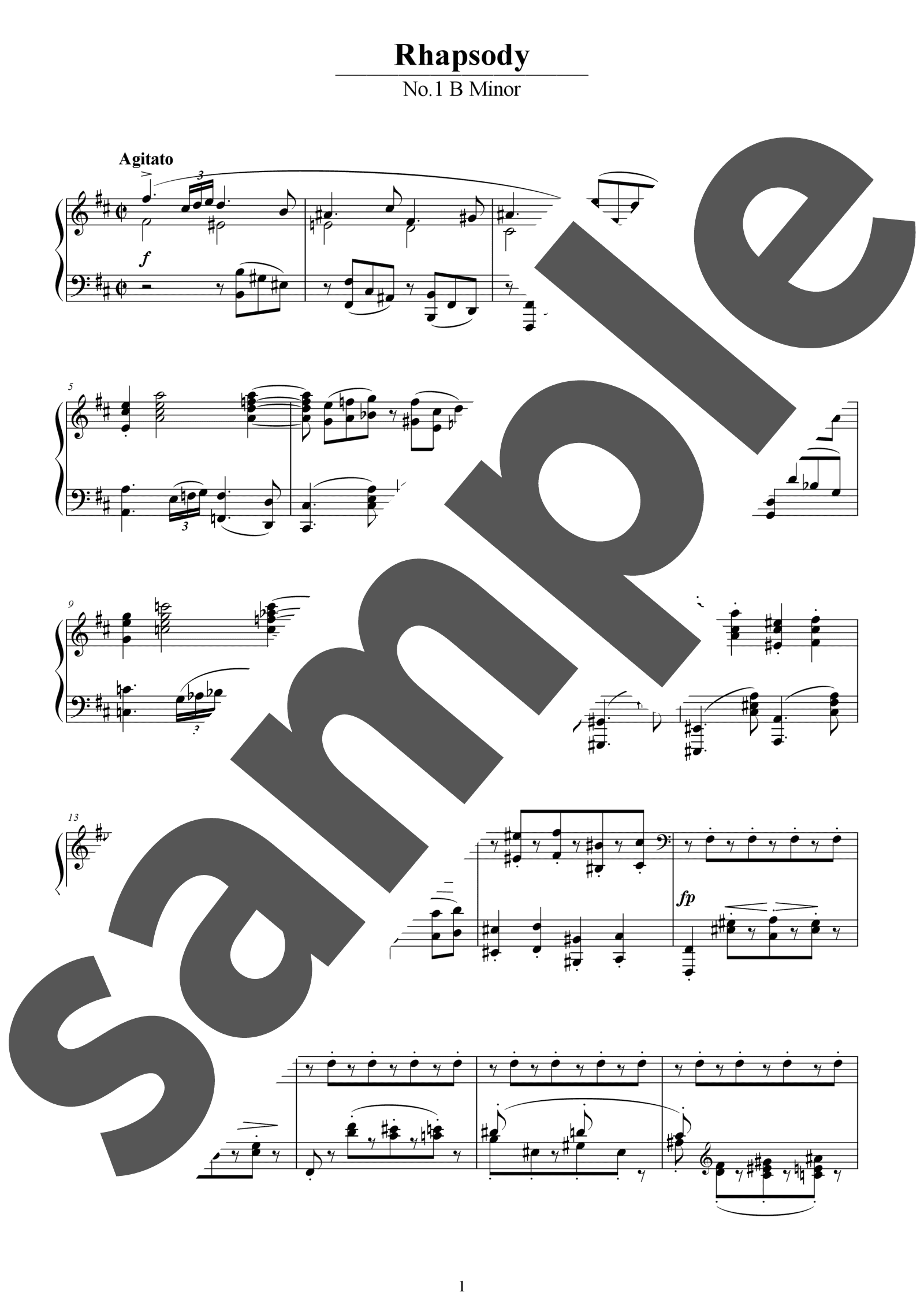 「2つのラプソディ 第1番 ロ短調」のサンプル楽譜