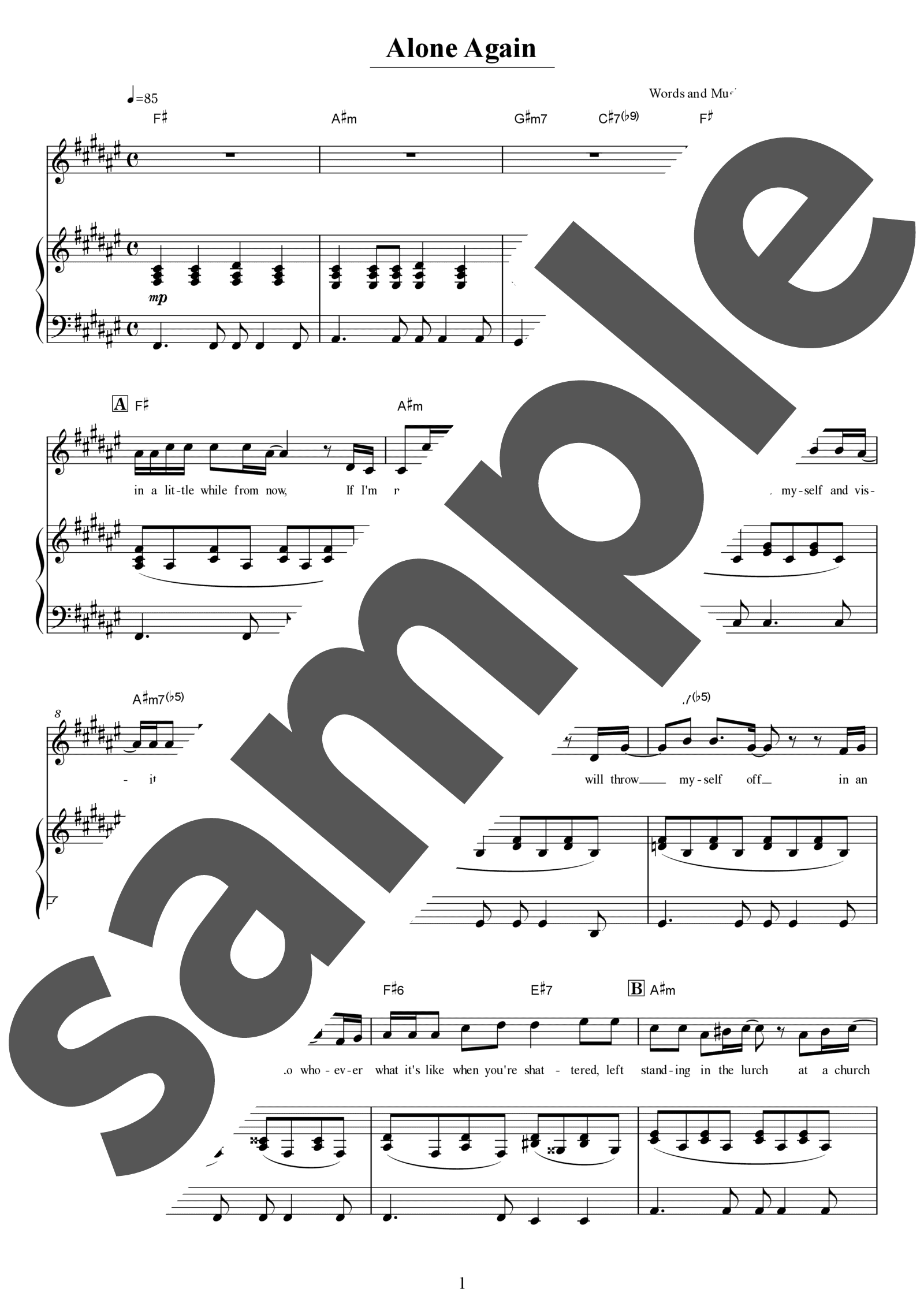 「Alone Again (Naturally)」のサンプル楽譜