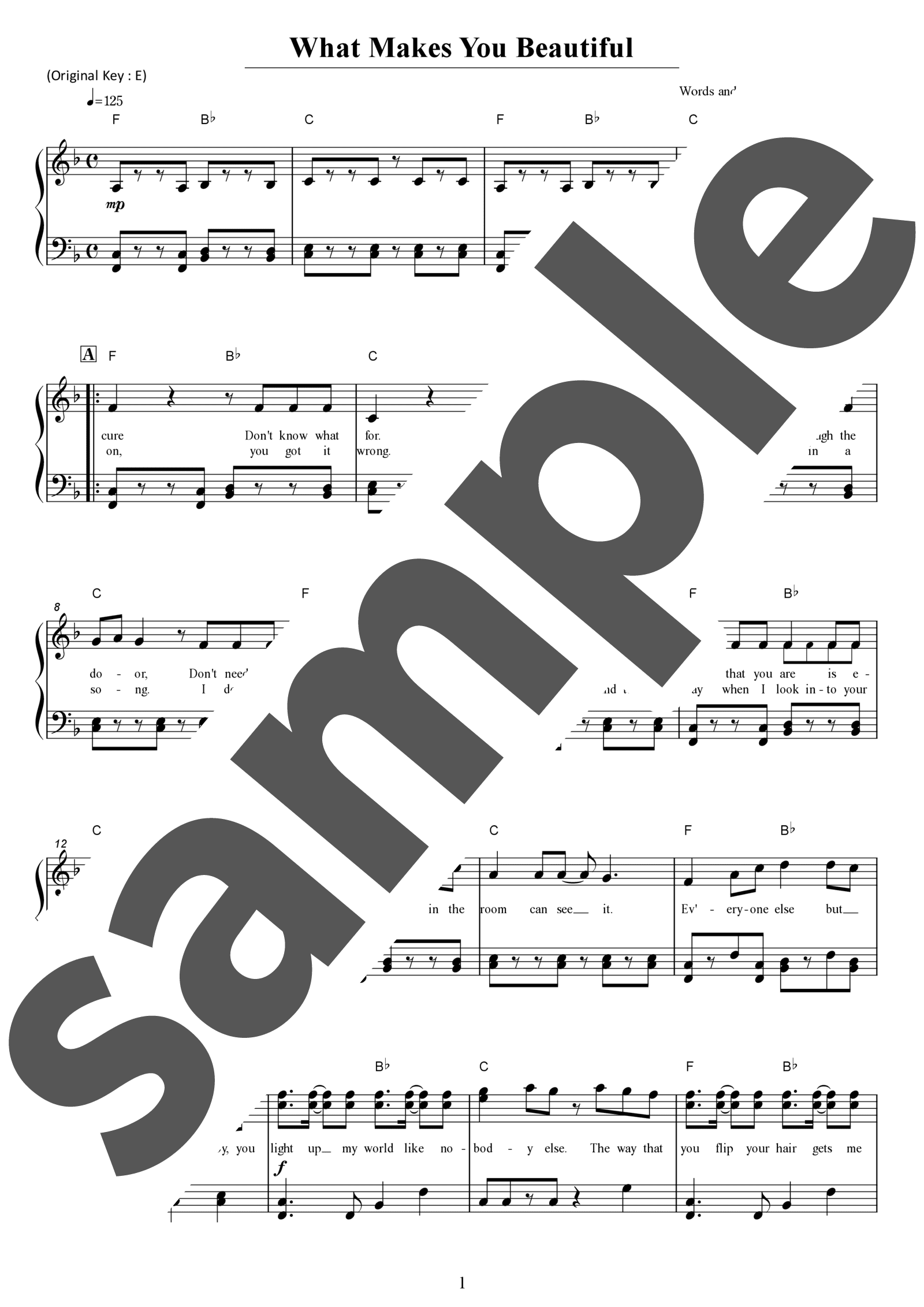 「What Makes You Beautiful」のサンプル楽譜