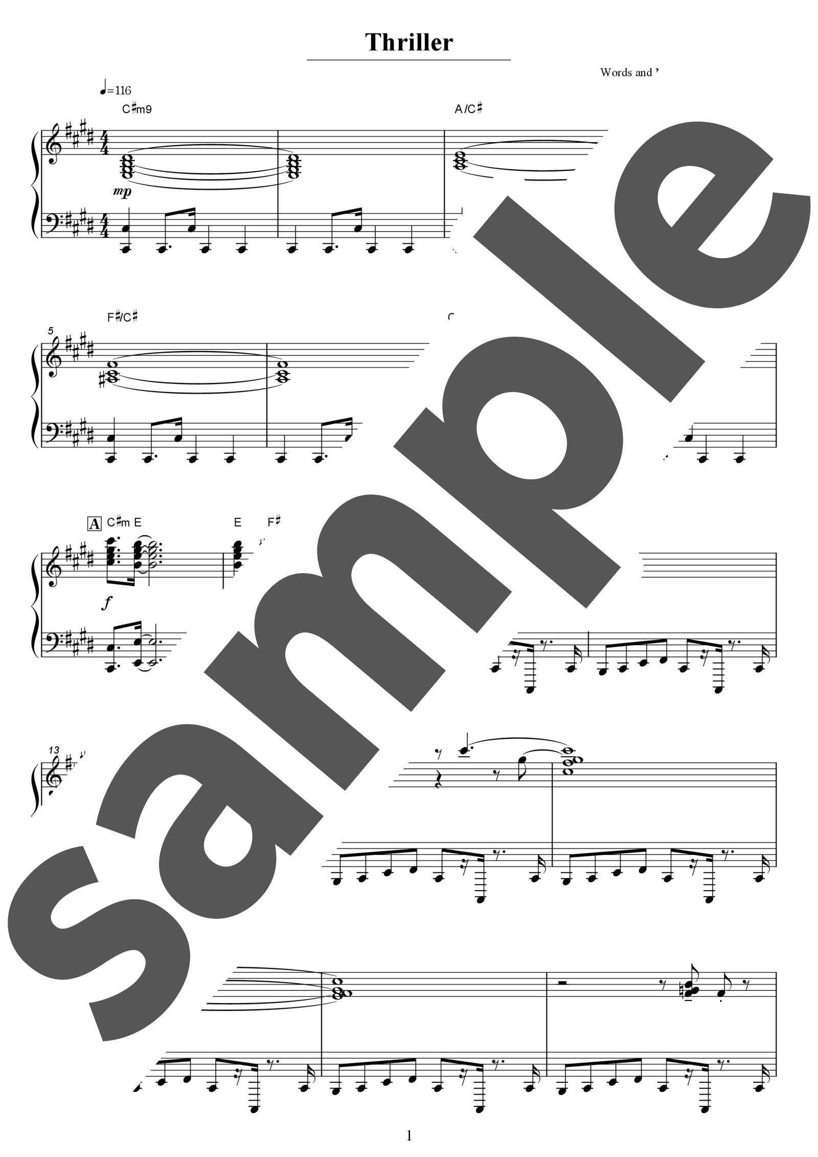 「スリラー」のサンプル楽譜