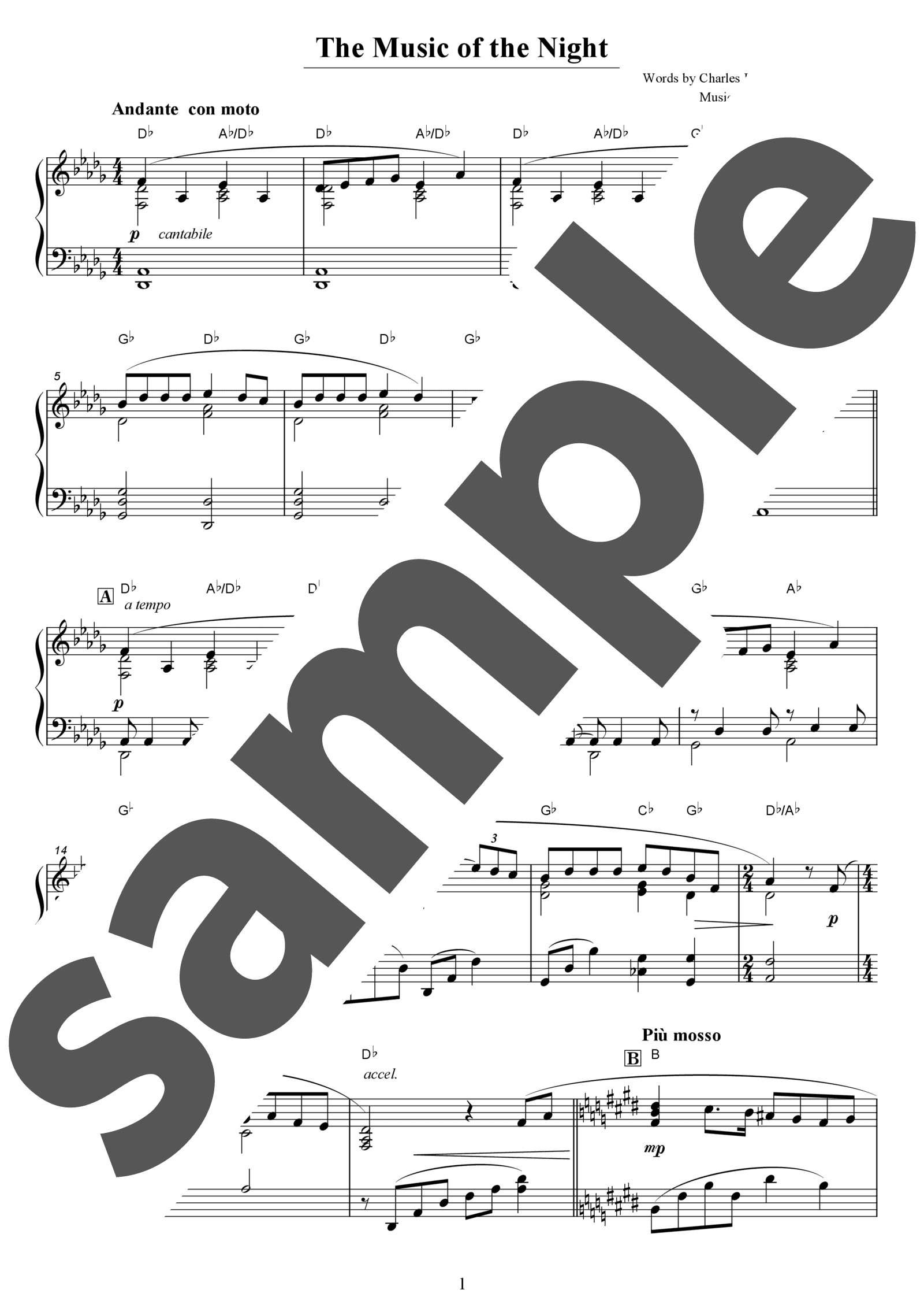 「The Music of the Night」のサンプル楽譜