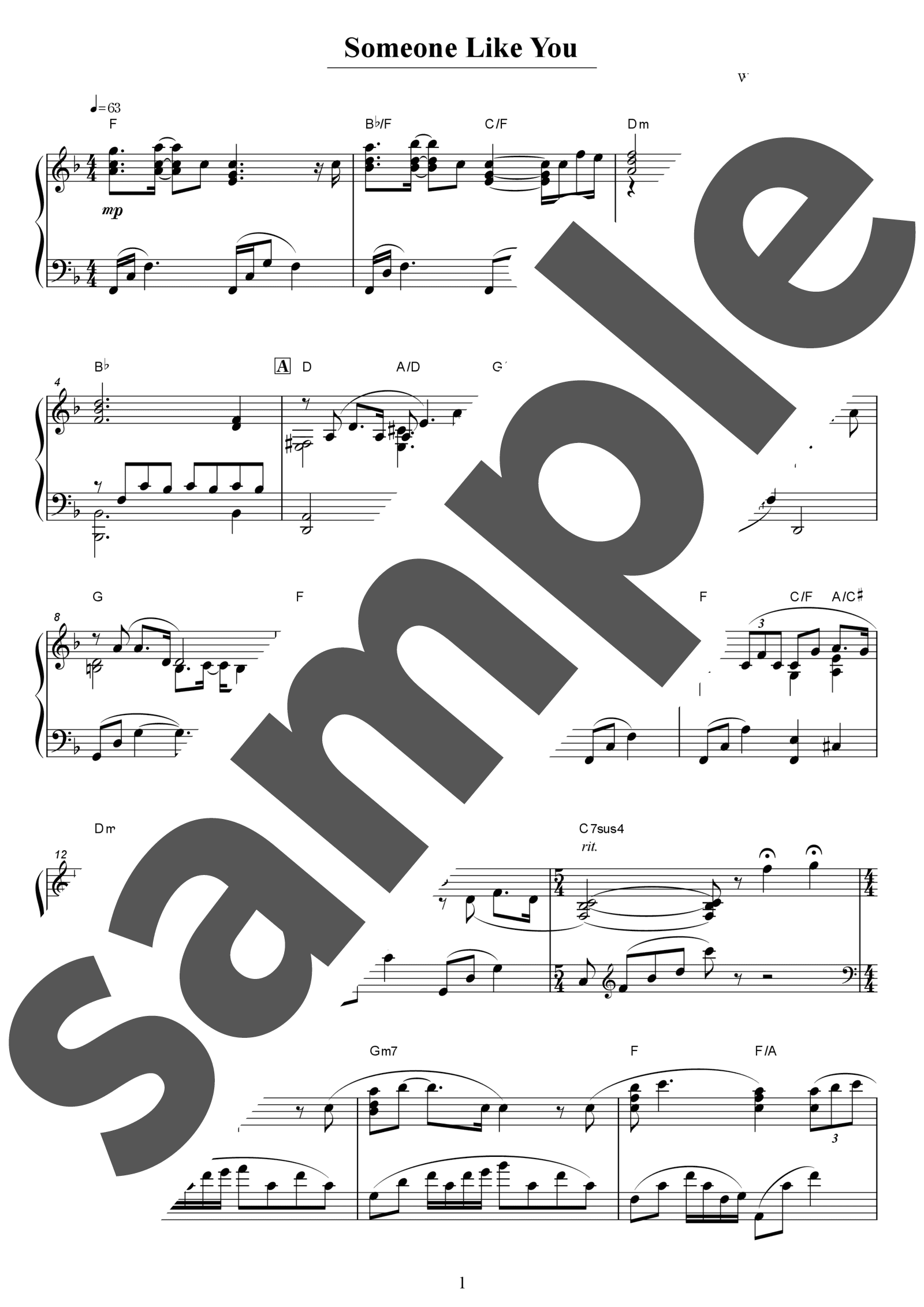 「Someone Like You」のサンプル楽譜