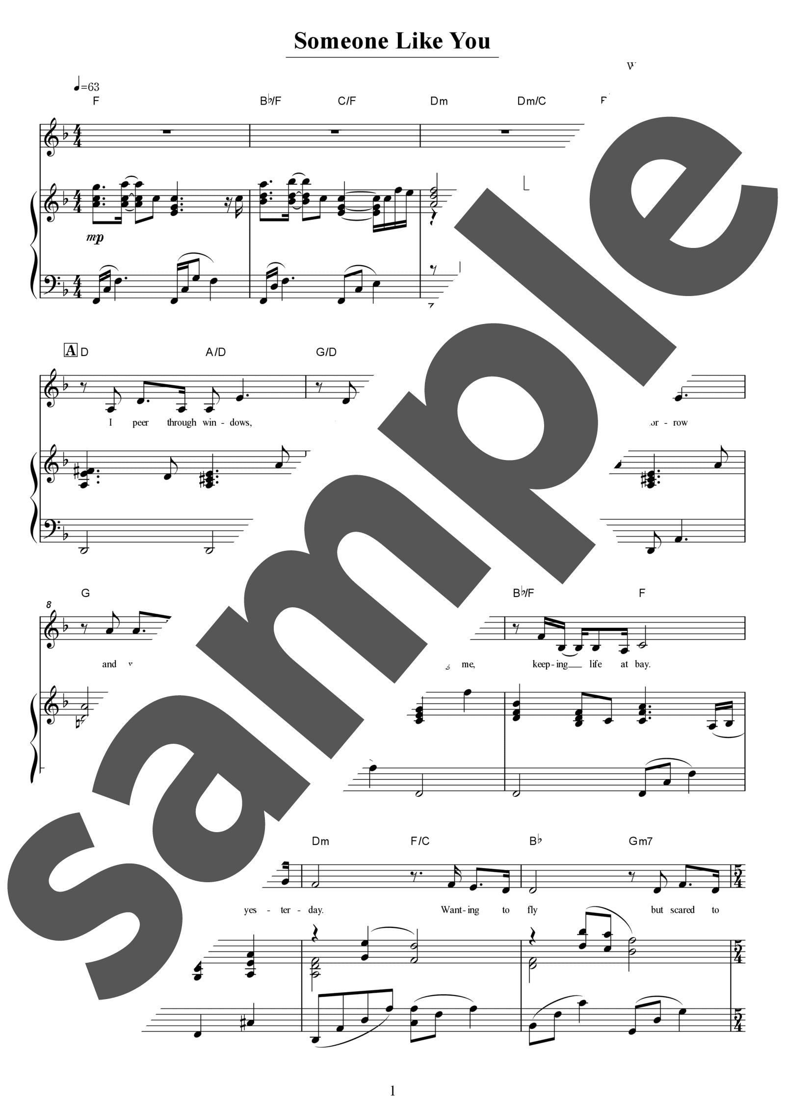 「Someone Like You」のサンプル楽譜